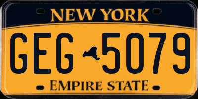 NY license plate GEG5079