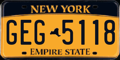 NY license plate GEG5118