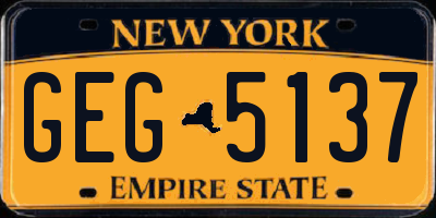 NY license plate GEG5137