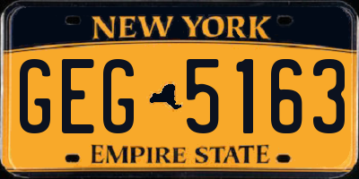 NY license plate GEG5163