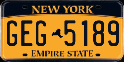 NY license plate GEG5189