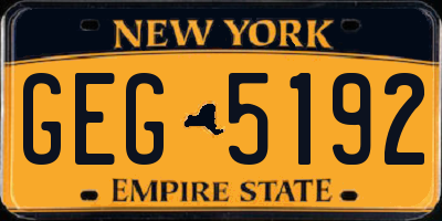 NY license plate GEG5192