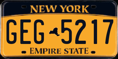 NY license plate GEG5217