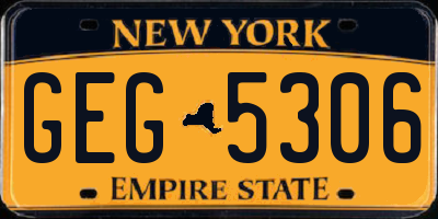 NY license plate GEG5306