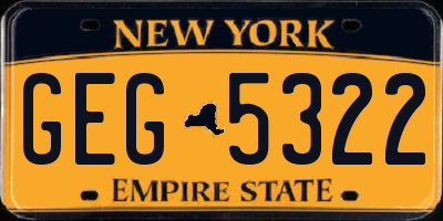 NY license plate GEG5322