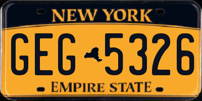 NY license plate GEG5326