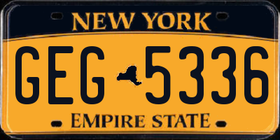 NY license plate GEG5336