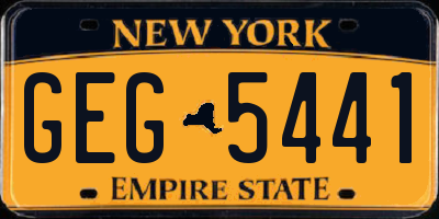 NY license plate GEG5441