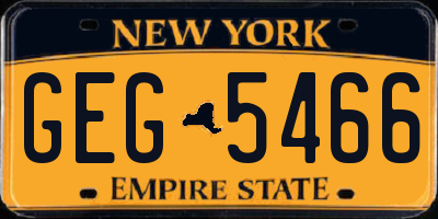 NY license plate GEG5466
