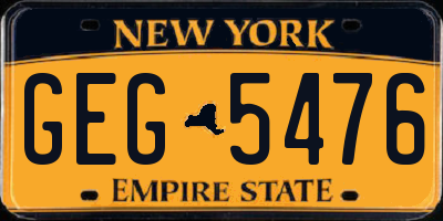 NY license plate GEG5476