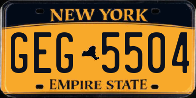 NY license plate GEG5504