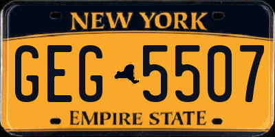 NY license plate GEG5507