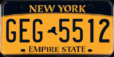 NY license plate GEG5512
