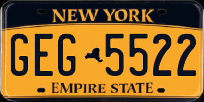 NY license plate GEG5522
