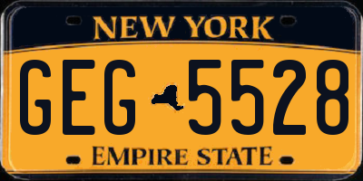 NY license plate GEG5528