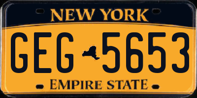 NY license plate GEG5653