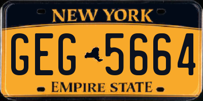 NY license plate GEG5664