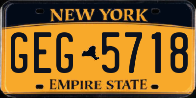 NY license plate GEG5718