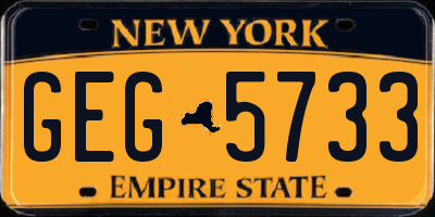 NY license plate GEG5733