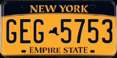 NY license plate GEG5753
