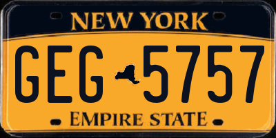 NY license plate GEG5757