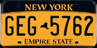 NY license plate GEG5762