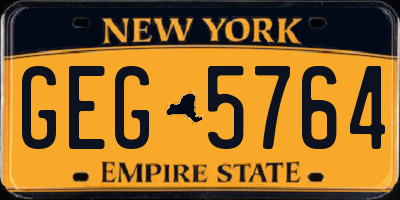 NY license plate GEG5764