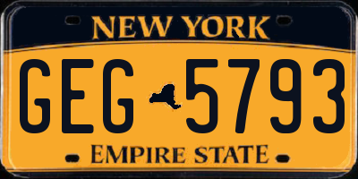 NY license plate GEG5793
