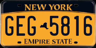 NY license plate GEG5816
