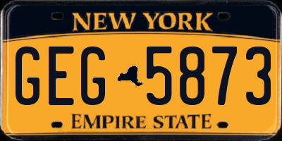 NY license plate GEG5873