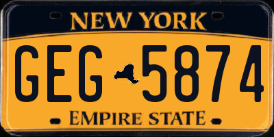 NY license plate GEG5874