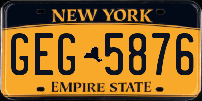 NY license plate GEG5876