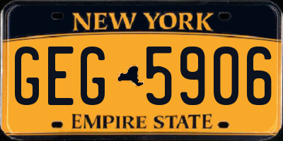 NY license plate GEG5906