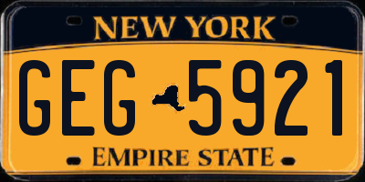 NY license plate GEG5921
