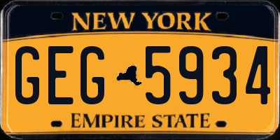 NY license plate GEG5934