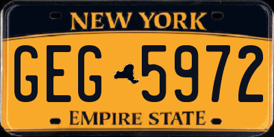 NY license plate GEG5972
