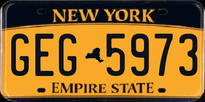 NY license plate GEG5973
