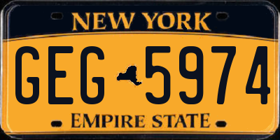 NY license plate GEG5974