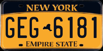 NY license plate GEG6181