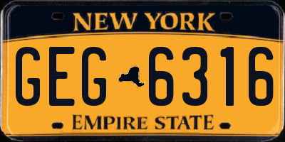 NY license plate GEG6316