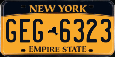 NY license plate GEG6323
