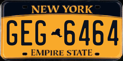 NY license plate GEG6464