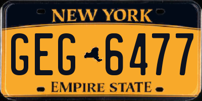 NY license plate GEG6477