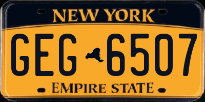 NY license plate GEG6507