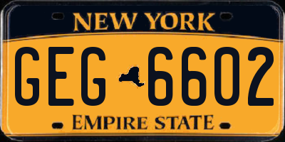 NY license plate GEG6602
