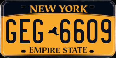 NY license plate GEG6609