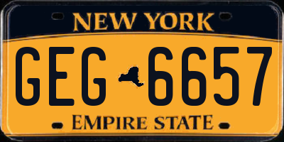 NY license plate GEG6657