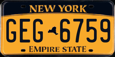 NY license plate GEG6759