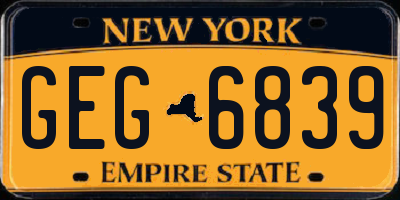 NY license plate GEG6839