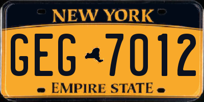 NY license plate GEG7012